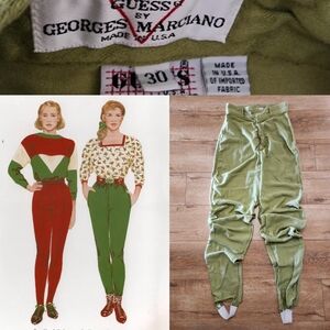 RAREST Vintage 80s GUESS USA MADE High Rise Pants Stirrups Size S/M Extra Long